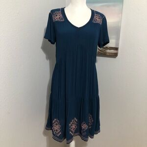 Embroidered Navy Blue Dress Size XS